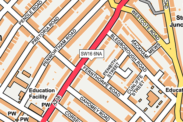 SW16 6NA map - OS OpenMap – Local (Ordnance Survey) SW16 6NA map - OS OpenMap – Local (Ordnance Survey)