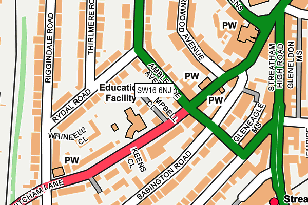 SW16 6NJ map - OS OpenMap – Local (Ordnance Survey) SW16 6NJ map - OS OpenMap – Local (Ordnance Survey)