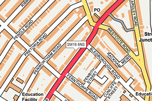 SW16 6NS map - OS OpenMap – Local (Ordnance Survey)