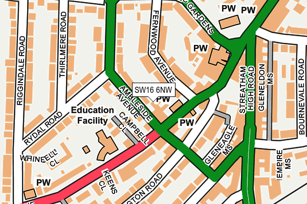 SW16 6NW map - OS OpenMap – Local (Ordnance Survey) SW16 6NW map - OS OpenMap – Local (Ordnance Survey)