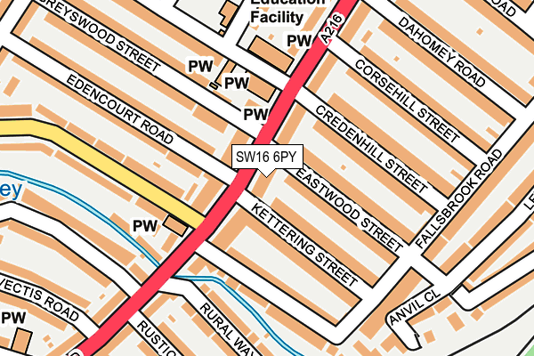 SW16 6PY map - OS OpenMap – Local (Ordnance Survey) SW16 6PY map - OS OpenMap – Local (Ordnance Survey)