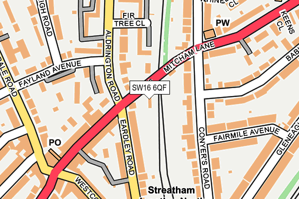 SW16 6QF map - OS OpenMap – Local (Ordnance Survey) SW16 6QF map - OS OpenMap – Local (Ordnance Survey)