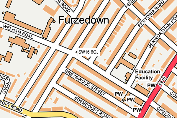SW16 6QJ map - OS OpenMap – Local (Ordnance Survey) SW16 6QJ map - OS OpenMap – Local (Ordnance Survey)