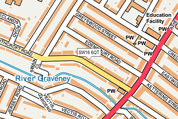 SW16 6QT map - OS OpenMap – Local (Ordnance Survey) SW16 6QT map - OS OpenMap – Local (Ordnance Survey)