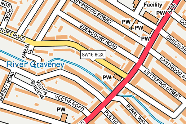 SW16 6QX map - OS OpenMap – Local (Ordnance Survey) SW16 6QX map - OS OpenMap – Local (Ordnance Survey)