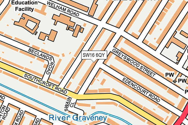 SW16 6QY map - OS OpenMap – Local (Ordnance Survey) SW16 6QY map - OS OpenMap – Local (Ordnance Survey)