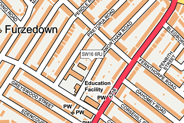 SW16 6RJ map - OS OpenMap – Local (Ordnance Survey) SW16 6RJ map - OS OpenMap – Local (Ordnance Survey)