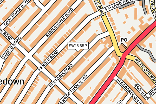 SW16 6RP map - OS OpenMap – Local (Ordnance Survey) SW16 6RP map - OS OpenMap – Local (Ordnance Survey)