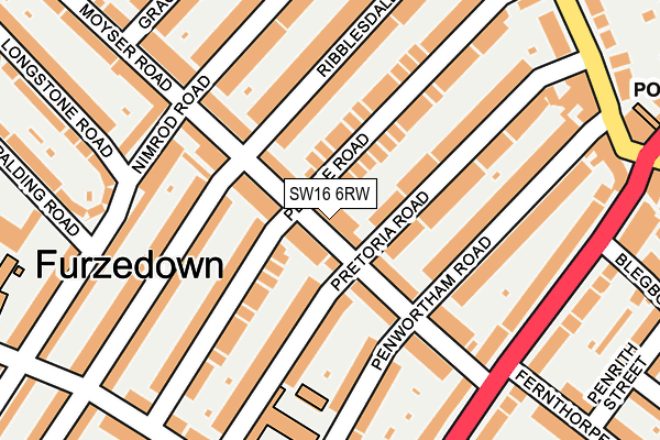 SW16 6RW map - OS OpenMap – Local (Ordnance Survey) SW16 6RW map - OS OpenMap – Local (Ordnance Survey)