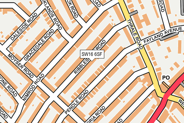 SW16 6SF map - OS OpenMap – Local (Ordnance Survey) SW16 6SF map - OS OpenMap – Local (Ordnance Survey)