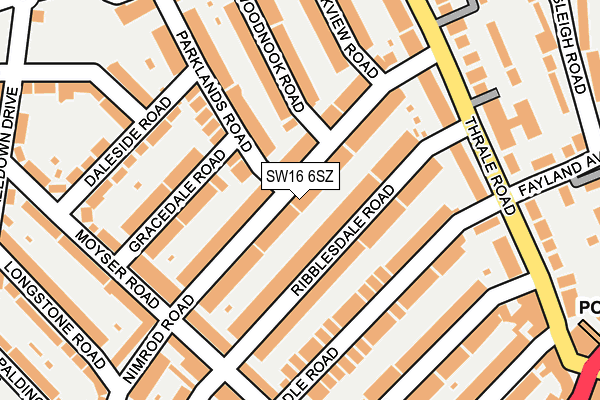 SW16 6SZ map - OS OpenMap – Local (Ordnance Survey) SW16 6SZ map - OS OpenMap – Local (Ordnance Survey)