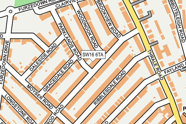 SW16 6TA map - OS OpenMap – Local (Ordnance Survey) SW16 6TA map - OS OpenMap – Local (Ordnance Survey)