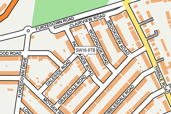 SW16 6TB map - OS OpenMap – Local (Ordnance Survey) SW16 6TB map - OS OpenMap – Local (Ordnance Survey)