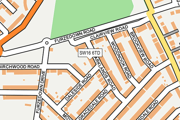 SW16 6TD map - OS OpenMap – Local (Ordnance Survey) SW16 6TD map - OS OpenMap – Local (Ordnance Survey)