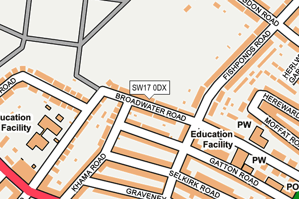 SW17 0DX map - OS OpenMap – Local (Ordnance Survey) SW17 0DX map - OS OpenMap – Local (Ordnance Survey)