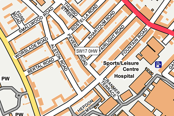 SW17 0HW map - OS OpenMap – Local (Ordnance Survey) SW17 0HW map - OS OpenMap – Local (Ordnance Survey)
