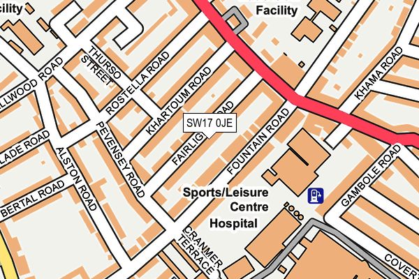 SW17 0JE map - OS OpenMap – Local (Ordnance Survey)