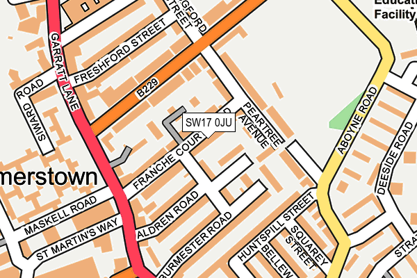 SW17 0JU map - OS OpenMap – Local (Ordnance Survey) SW17 0JU map - OS OpenMap – Local (Ordnance Survey)