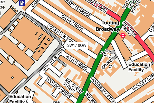 SW17 0QW map - OS OpenMap – Local (Ordnance Survey)