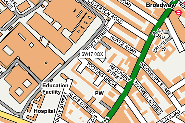 SW17 0QX map - OS OpenMap – Local (Ordnance Survey)