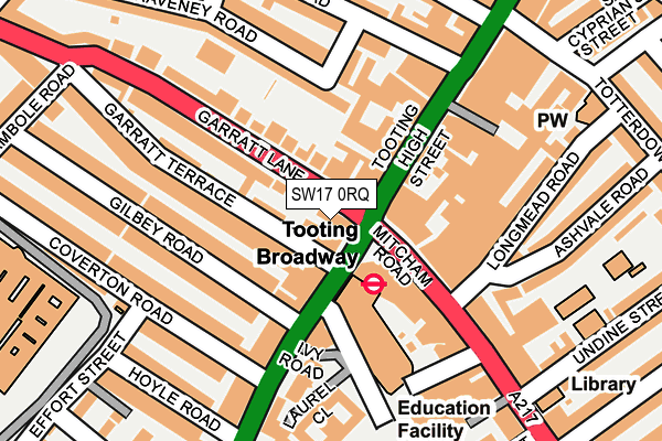 SW17 0RQ map - OS OpenMap – Local (Ordnance Survey)