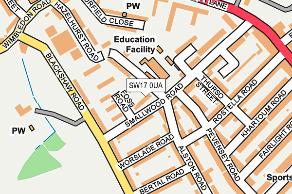 SW17 0UA map - OS OpenMap – Local (Ordnance Survey) SW17 0UA map - OS OpenMap – Local (Ordnance Survey)