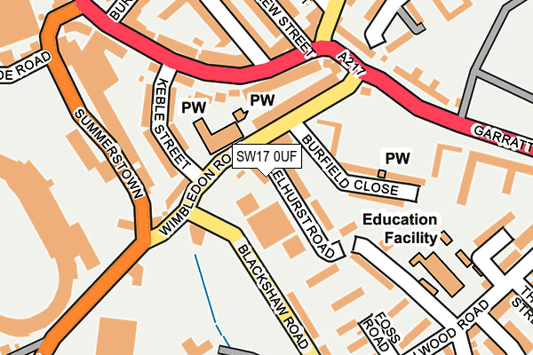 SW17 0UF map - OS OpenMap – Local (Ordnance Survey) SW17 0UF map - OS OpenMap – Local (Ordnance Survey)