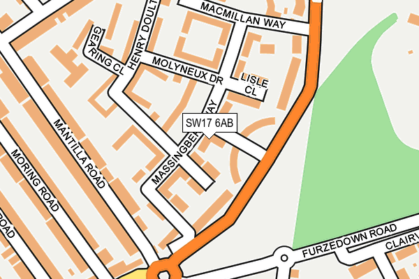 SW17 6AB map - OS OpenMap – Local (Ordnance Survey) SW17 6AB map - OS OpenMap – Local (Ordnance Survey)