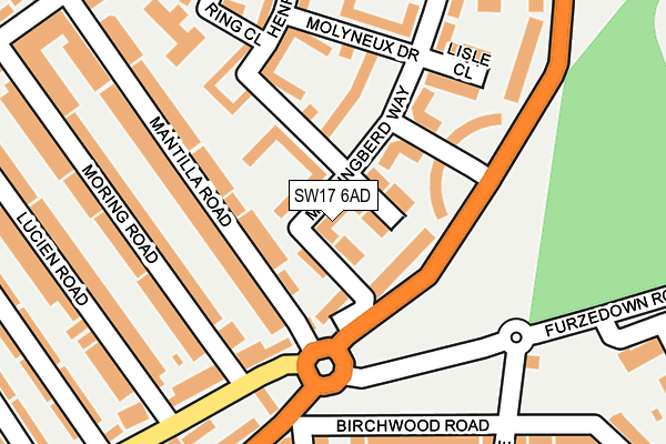 SW17 6AD map - OS OpenMap – Local (Ordnance Survey) SW17 6AD map - OS OpenMap – Local (Ordnance Survey)