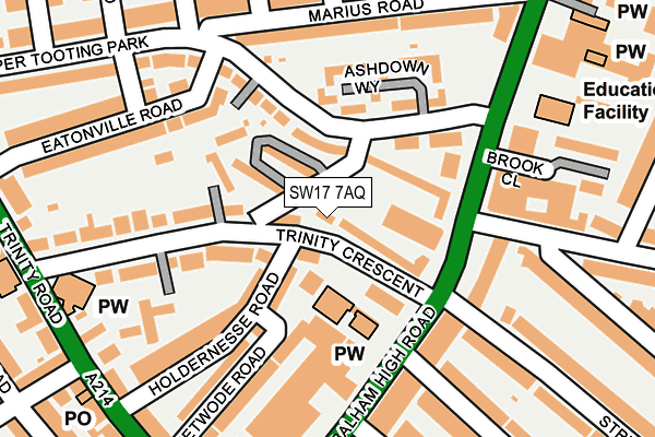 SW17 7AQ map - OS OpenMap – Local (Ordnance Survey) SW17 7AQ map - OS OpenMap – Local (Ordnance Survey)