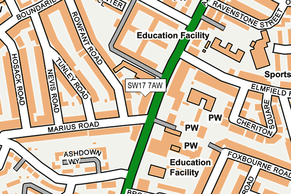 SW17 7AW map - OS OpenMap – Local (Ordnance Survey) SW17 7AW map - OS OpenMap – Local (Ordnance Survey)
