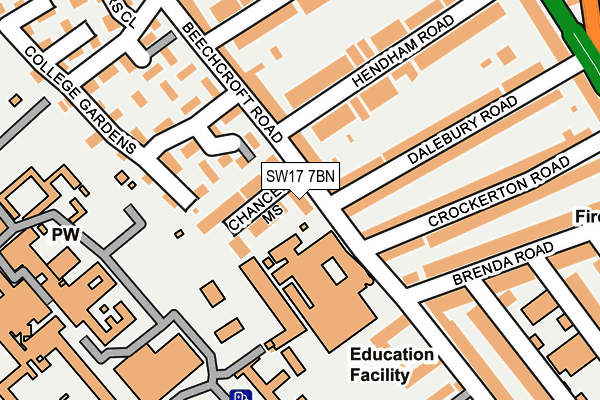 SW17 7BN map - OS OpenMap – Local (Ordnance Survey) SW17 7BN map - OS OpenMap – Local (Ordnance Survey)
