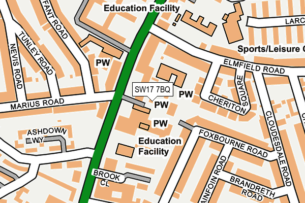 SW17 7BQ map - OS OpenMap – Local (Ordnance Survey)