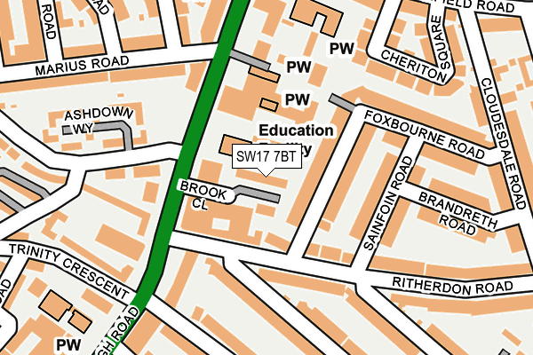 SW17 7BT map - OS OpenMap – Local (Ordnance Survey) SW17 7BT map - OS OpenMap – Local (Ordnance Survey)