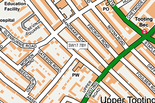 SW17 7BY map - OS OpenMap – Local (Ordnance Survey) SW17 7BY map - OS OpenMap – Local (Ordnance Survey)