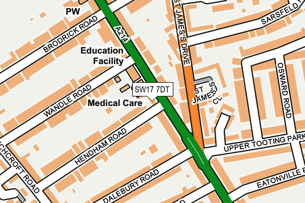 SW17 7DT map - OS OpenMap – Local (Ordnance Survey) SW17 7DT map - OS OpenMap – Local (Ordnance Survey)