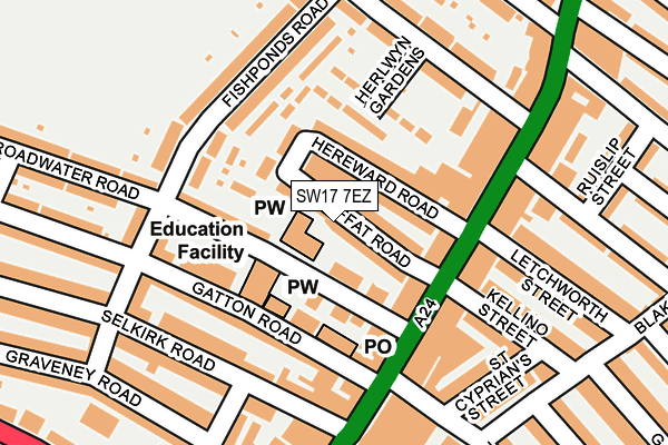 SW17 7EZ map - OS OpenMap – Local (Ordnance Survey) SW17 7EZ map - OS OpenMap – Local (Ordnance Survey)