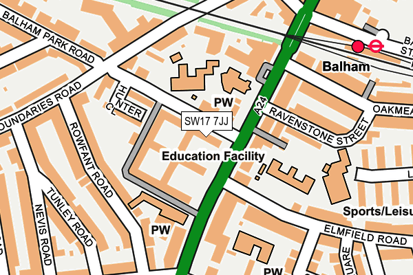SW17 7JJ map - OS OpenMap – Local (Ordnance Survey) SW17 7JJ map - OS OpenMap – Local (Ordnance Survey)