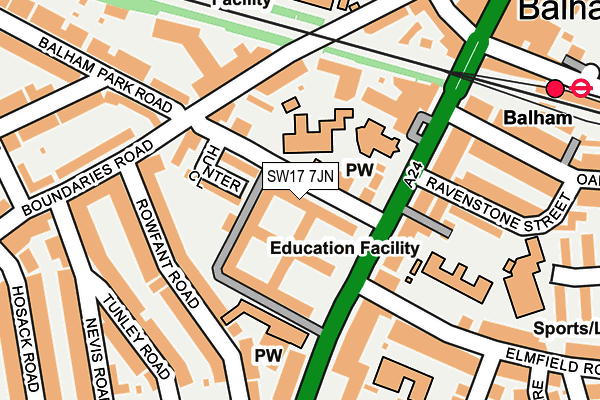 SW17 7JN map - OS OpenMap – Local (Ordnance Survey) SW17 7JN map - OS OpenMap – Local (Ordnance Survey)