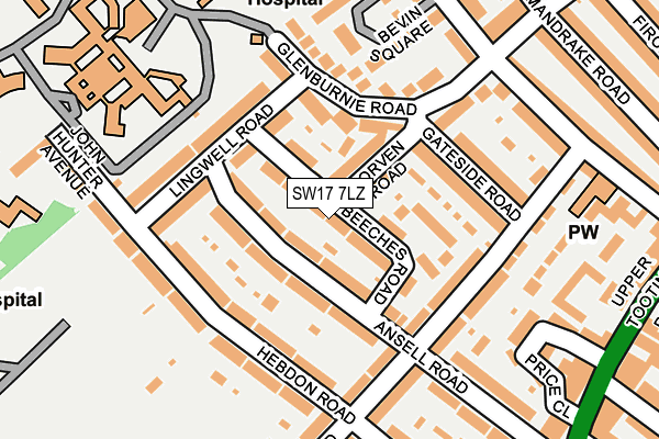SW17 7LZ map - OS OpenMap – Local (Ordnance Survey) SW17 7LZ map - OS OpenMap – Local (Ordnance Survey)