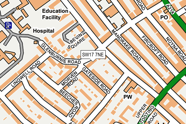 SW17 7NE map - OS OpenMap – Local (Ordnance Survey) SW17 7NE map - OS OpenMap – Local (Ordnance Survey)