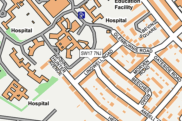 SW17 7NJ map - OS OpenMap – Local (Ordnance Survey) SW17 7NJ map - OS OpenMap – Local (Ordnance Survey)