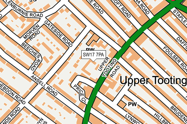 SW17 7PA map - OS OpenMap – Local (Ordnance Survey) SW17 7PA map - OS OpenMap – Local (Ordnance Survey)