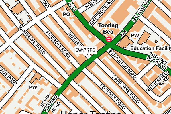 SW17 7PG map - OS OpenMap – Local (Ordnance Survey) SW17 7PG map - OS OpenMap – Local (Ordnance Survey)