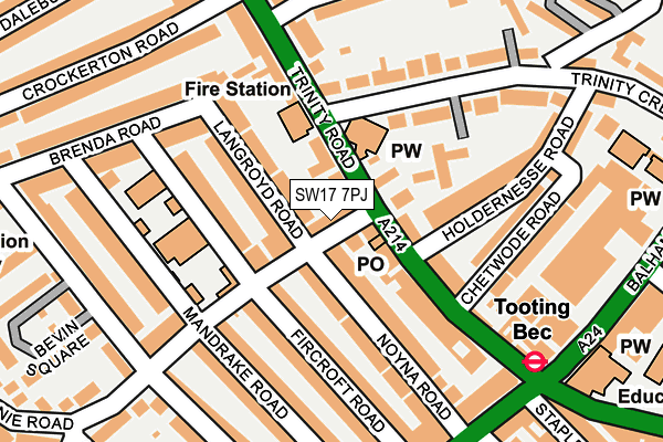 SW17 7PJ map - OS OpenMap – Local (Ordnance Survey) SW17 7PJ map - OS OpenMap – Local (Ordnance Survey)