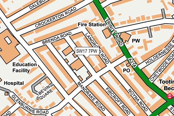 SW17 7PW map - OS OpenMap – Local (Ordnance Survey) SW17 7PW map - OS OpenMap – Local (Ordnance Survey)