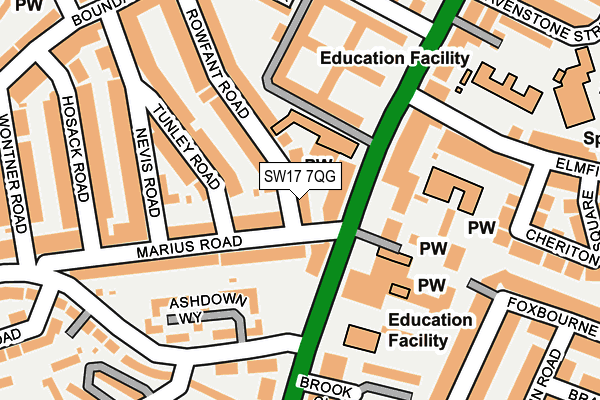 SW17 7QG map - OS OpenMap – Local (Ordnance Survey)
