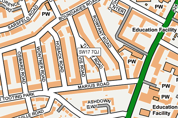SW17 7QJ map - OS OpenMap – Local (Ordnance Survey) SW17 7QJ map - OS OpenMap – Local (Ordnance Survey)