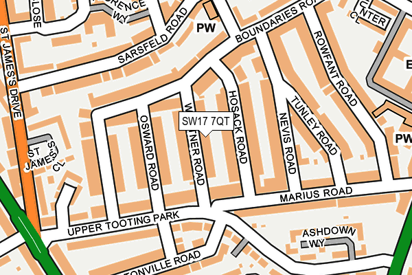 SW17 7QT map - OS OpenMap – Local (Ordnance Survey)