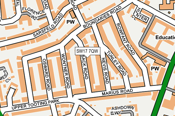 SW17 7QW map - OS OpenMap – Local (Ordnance Survey) SW17 7QW map - OS OpenMap – Local (Ordnance Survey)